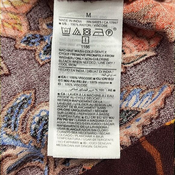 Old Navy Autumn Fall V Neck Long Sleeve Flowy Boho Rayon Blouse- Medium - Picture 12 of 13